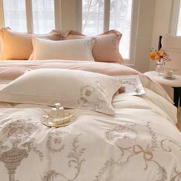 Vintage European Palace Embroidery Duvet Cover set, 100% Cotton Bedding Set